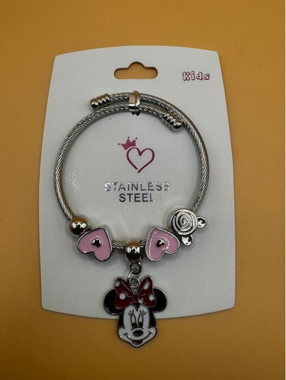 Mickey Mouse Theme Kids Heart Bracelets (Minnie Mouse) - Brand New (Pink)